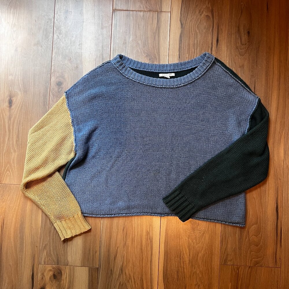 AE Colorblock Cropped Knit Sweater